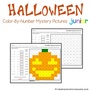 Halloween Color-By-Number: Subtraction