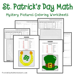 Saint Patrick's Day Coloring Worksheets - Decimals
