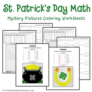 Saint Patrick's Day Coloring Worksheets - Fractions