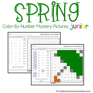 Spring Color By Number - Counting to 20, Greater Than/Less Than