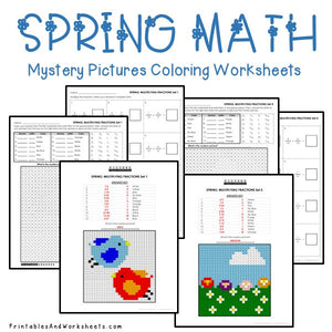 Spring Coloring Worksheets - Fractions