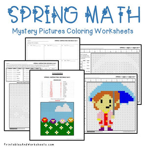 Spring Math Coloring Worksheets