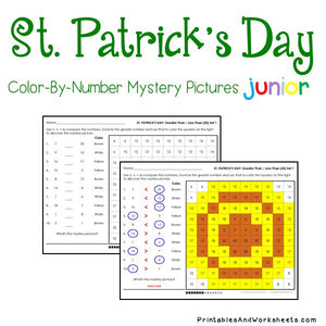 Saint Patrick's Day Color-By-Number: Counting to 20, Greater Than/Less Than
