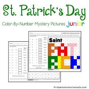 Saint Patrick's Day Color-By-Number: Subtraction