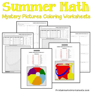 Summer Coloring Worksheets - Decimals
