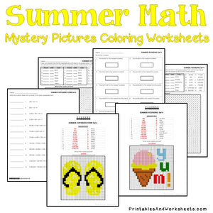 Summer Coloring Worksheets - Place Value