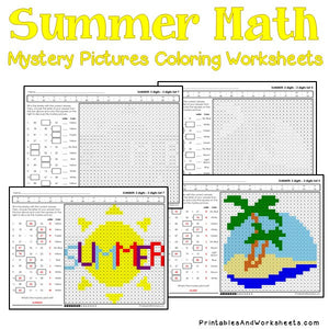 Summer Coloring Worksheets - Subtraction