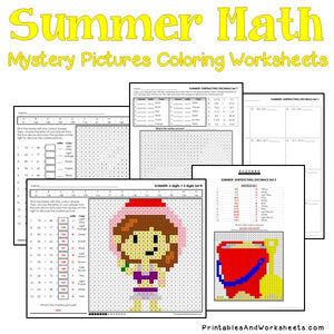 Summer Math Coloring Sheets