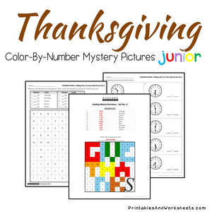 Thanksgiving Color-By-Number: Telling Time