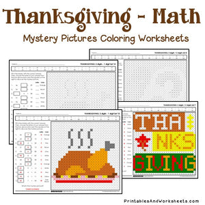 Thanksgiving Coloring Worksheets - Math