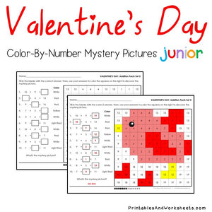 Valentine's Day Color-By-Number: Addition