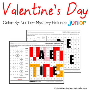 Valentine's Day Color-By-Number: Addition