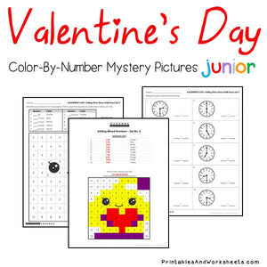 Valentine's Day Color-By-Number: Telling Time