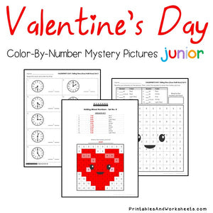 Valentine's Day Color-By-Number: Telling Time