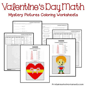 Valentine's Day Coloring Worksheets - Place Value