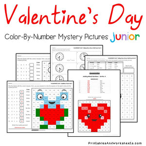 Valentine's Day Color-By-Number: Math