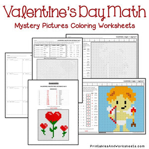 Valentine's Day Coloring Worksheets - Math