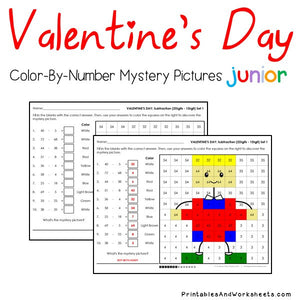 Valentine's Day Color-By-Number: Subtraction