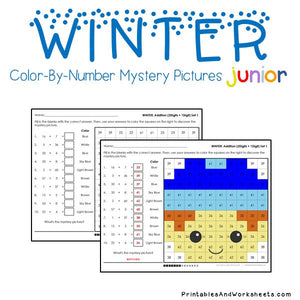 Winter Color-By-Number: Addition