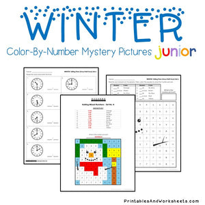 Winter Color-By-Number: Telling Time