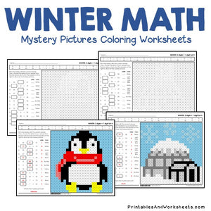 Winter Coloring Worksheets - Addition