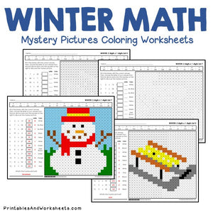 Winter Coloring Worksheets - Multiplication