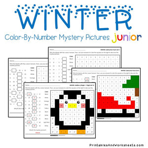Winter Color-By-Number: Math
